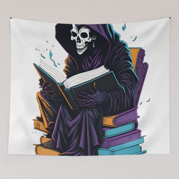 Item preview, Grim Reaper reads book designed and sold by BearsAndSkulls.