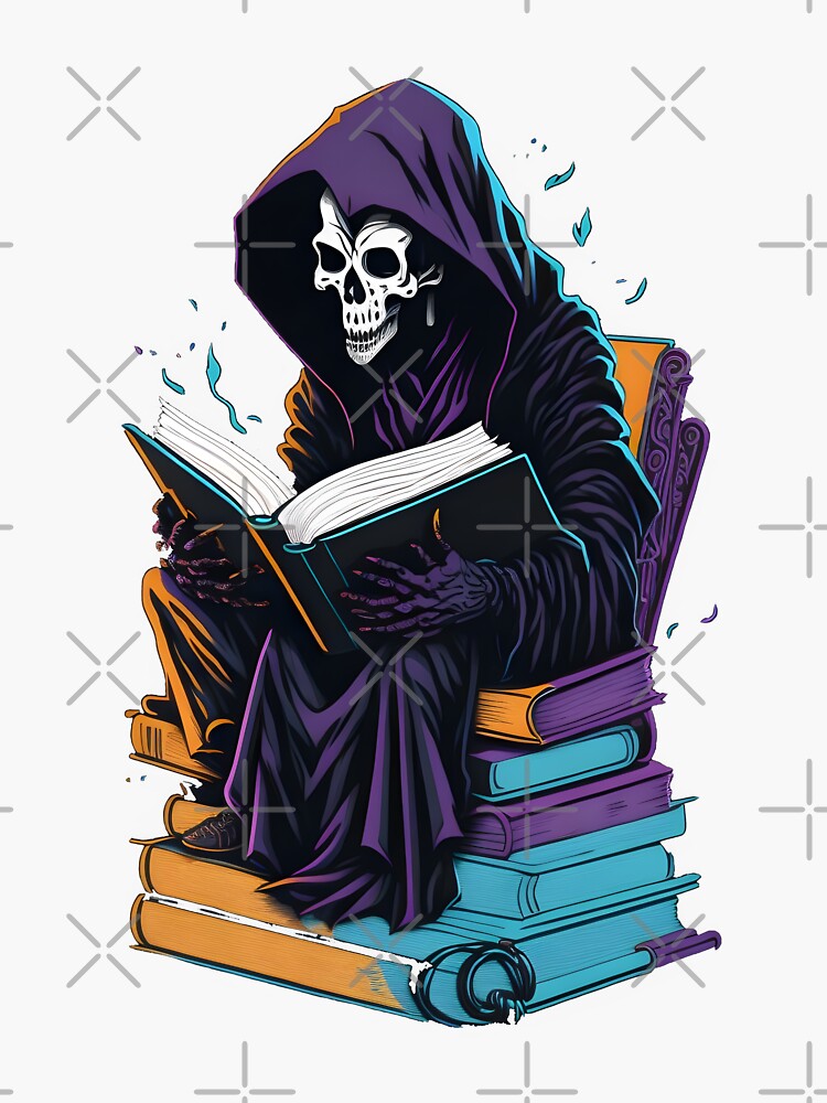 Read In Peace Grim Reaper Funny Dark Humor Book' Sticker