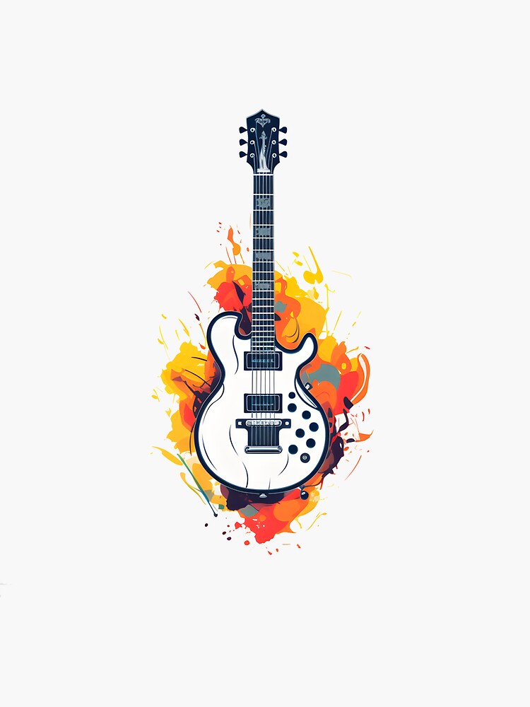 Fiery Strings Classical Guitar in Flames Sticker