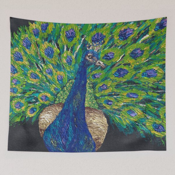 Item preview, Glimmering Peacock Acrylic Painting designed and sold by GemStudios.