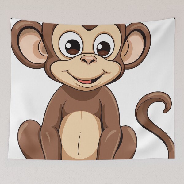 Item preview, Adorable Young Monkey Cartoon: Celebrating Youth and Playfulness designed and sold by janedewaard.