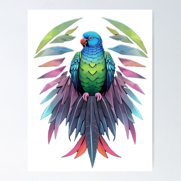 Download Colorful Parrot on Flowers PNG Online - Creative Fabrica