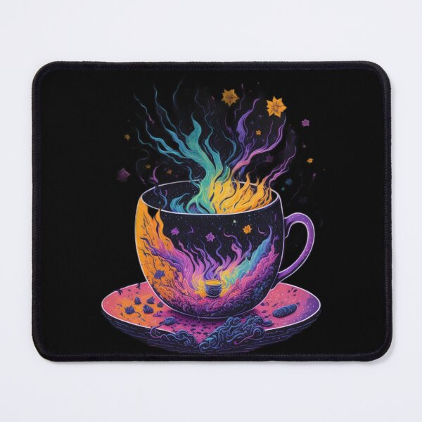 Item preview, Galaxy Tea Cup - Cosmic Flames in Yellow and Green designed and sold by DeevaValli.