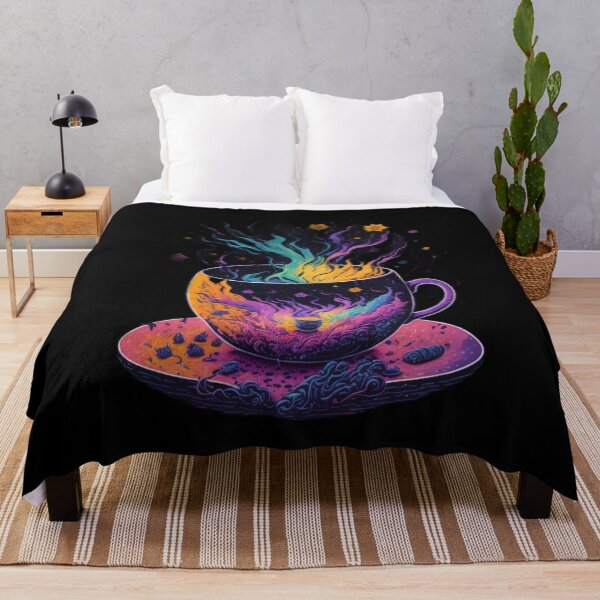Item preview, Galaxy Tea Cup - Cosmic Flames in Yellow and Green designed and sold by DeevaValli.