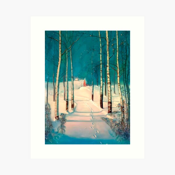 Item preview, Footprints in snow by birch trees, by Svend Svendsen designed and sold by Gabriel S.