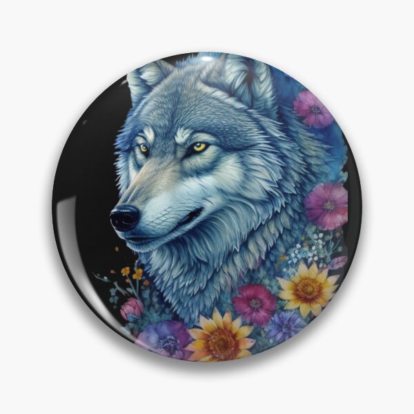 Item preview, wolf and flowers designed and sold by Blackdog71.