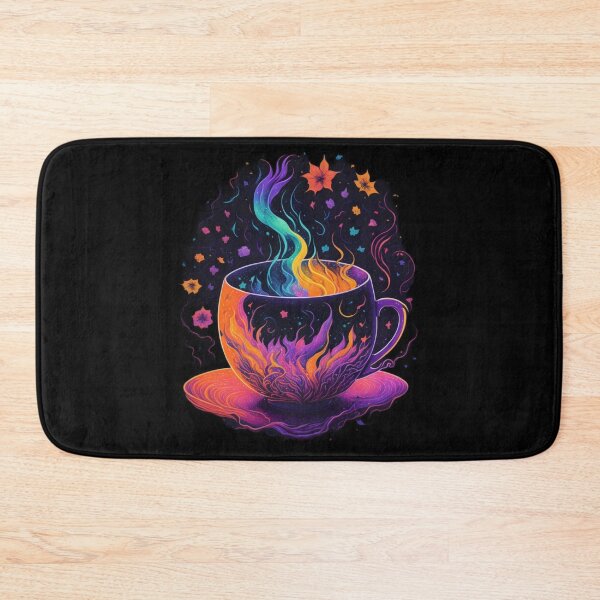 Artikelvorschau, Florale Teetasse – Kosmische Flammen in Gelb, Grün und Lila entworfen und verkauft von DeevaValli.