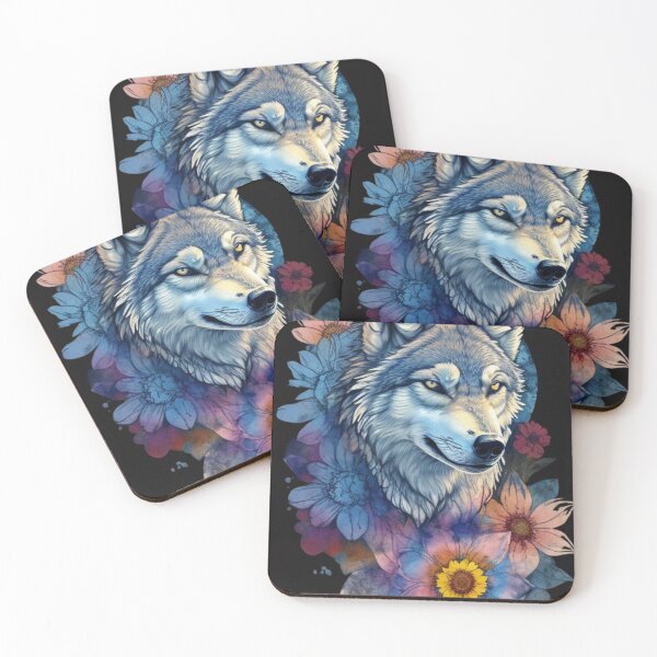 Item preview, wolf and flowers designed and sold by Blackdog71.