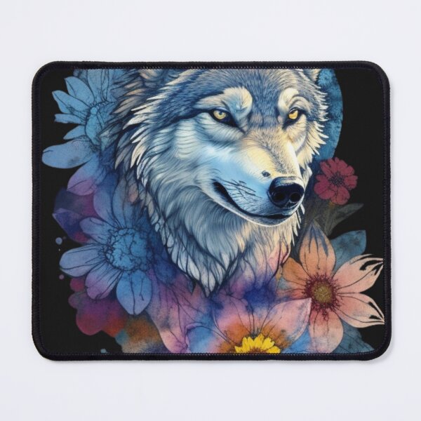 Item preview, wolf and flowers designed and sold by Blackdog71.