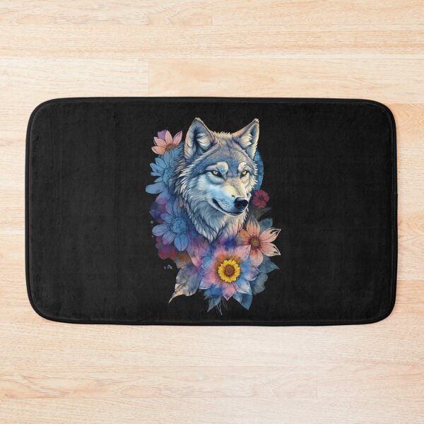 Item preview, wolf and flowers designed and sold by Blackdog71.