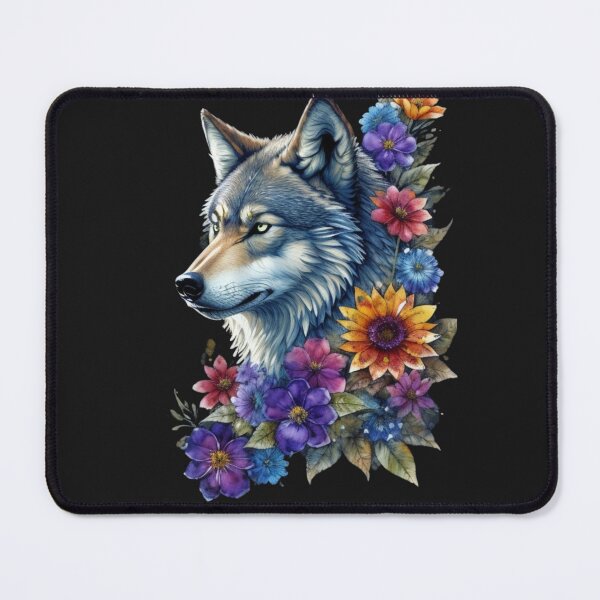 Item preview, wolf and flowers designed and sold by Blackdog71.
