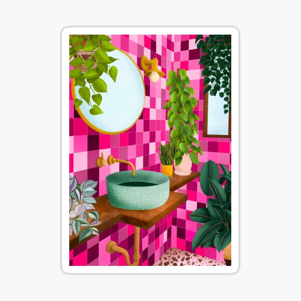 Item preview, Pink Bathroom With Plants  designed and sold by Ana Moguš.