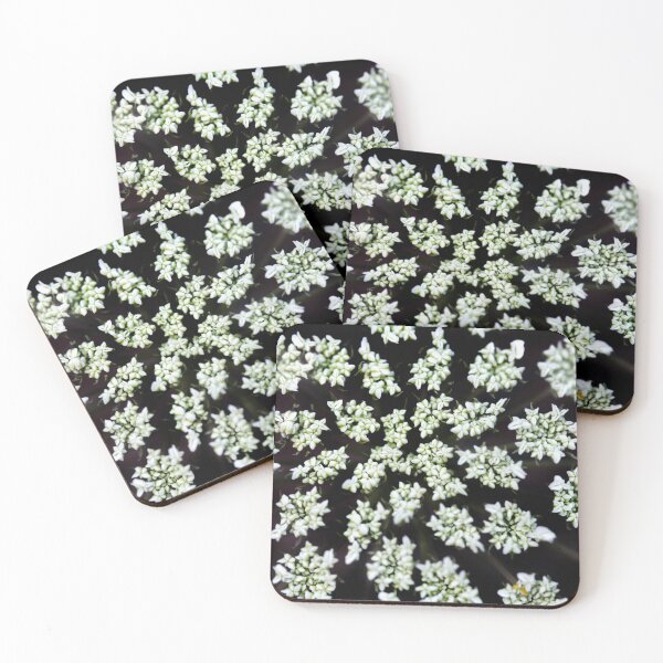 Item preview, White tiny flowers on black background designed and sold by olena2552.