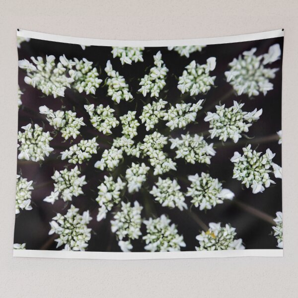 Item preview, White tiny flowers on black background designed and sold by olena2552.