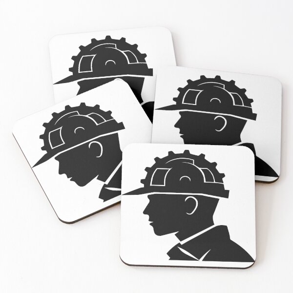 Item preview, Black silhouette of a construction worker with helmet illustration designed and sold by janedewaard.