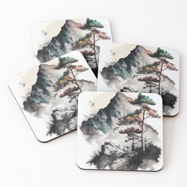 Item preview, Rocky Mountain Forest Wood Watercolor Painting  designed and sold by cotoprints.
