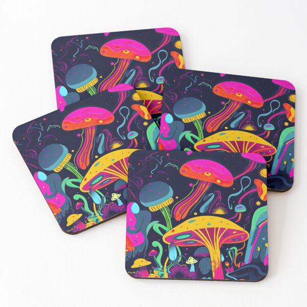 Item preview, Psychedelic Vibey Neon Mushrooms Fantasy  designed and sold by TheFullFantasy.