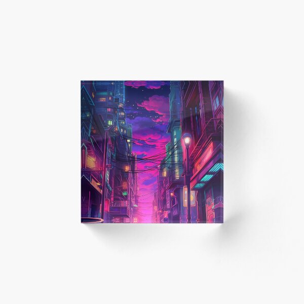 Item preview, Futuristic night city designed and sold by xTillePatterns.