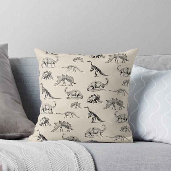 Item preview, Vintage Museum Dinosaur Skeleton Illustrations, Black & Cream Dinos designed and sold by Kristi Duggins.