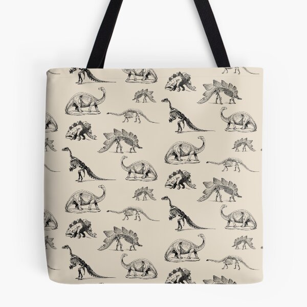 Item preview, Vintage Museum Dinosaur Skeleton Illustrations, Black & Cream Dinos designed and sold by Kristi Duggins.