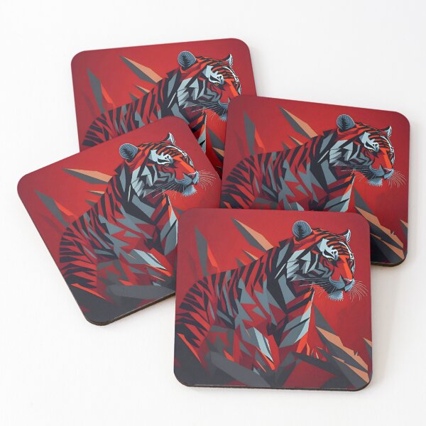 Item preview, Geometric Tiger Art Design Red designed and sold by FocusChillax.