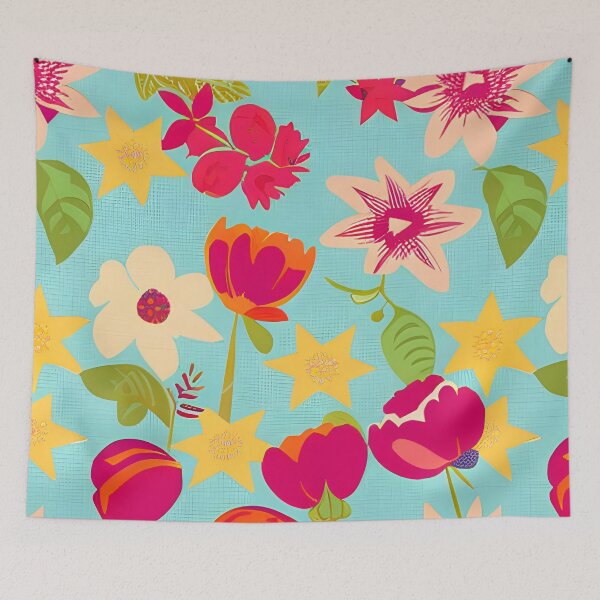 Item preview, Painted Flowers of the 60's Wallpaper Pattern designed and sold by KayLadyBug.