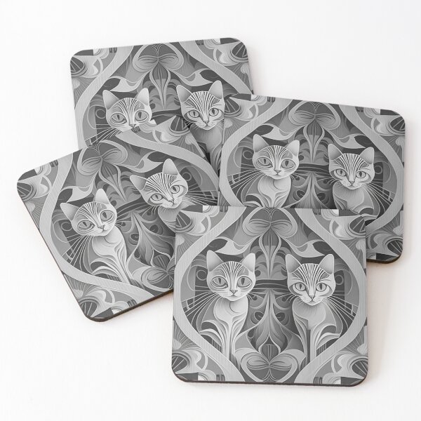 Item preview,  black and white cat cute kitten pattern designed and sold by varodesign.