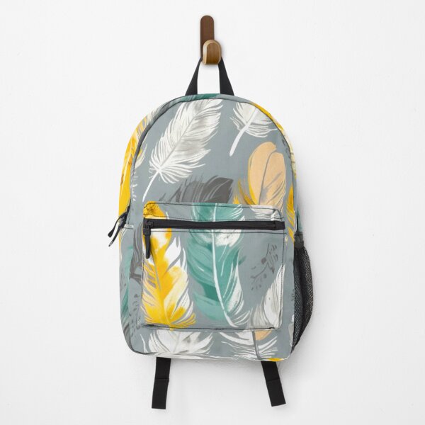 Item preview, Feathers - Mustard, teal, beige, gray, silver 1 designed and sold by Highlandkings.