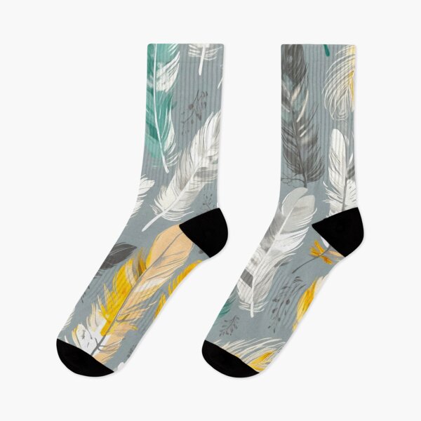 Item preview, Feathers - Mustard, teal, beige, gray, silver 1 designed and sold by Highlandkings.