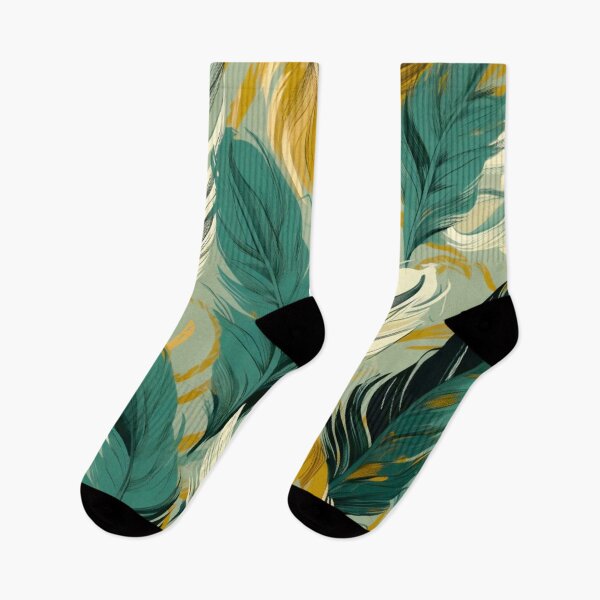 Item preview, Feathers - Mustard, teal, beige, gray, silver 2 designed and sold by Highlandkings.