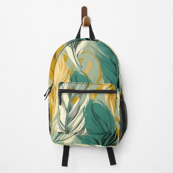 Item preview, Feathers - Mustard, teal, beige, gray, silver 2 designed and sold by Highlandkings.
