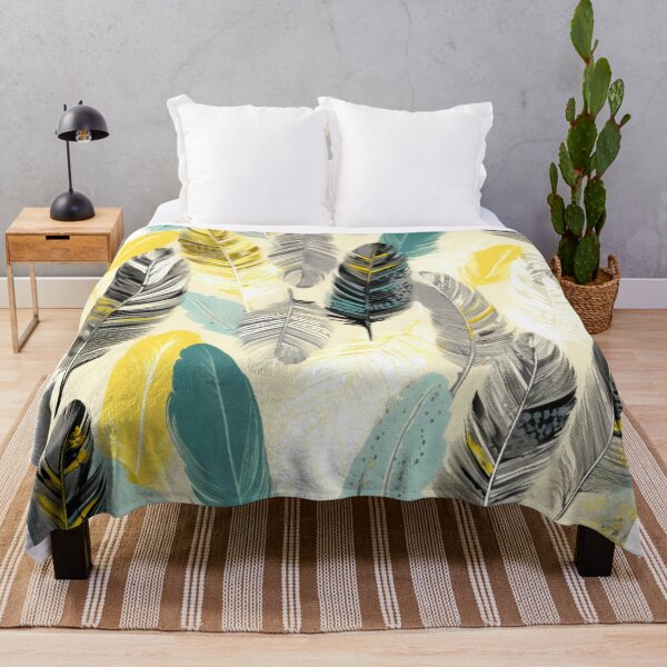 Item preview, Feathers - Mustard, teal, beige, gray, silver 3 designed and sold by Highlandkings.