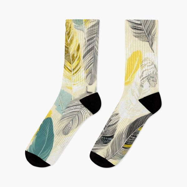 Item preview, Feathers - Mustard, teal, beige, gray, silver 3 designed and sold by Highlandkings.