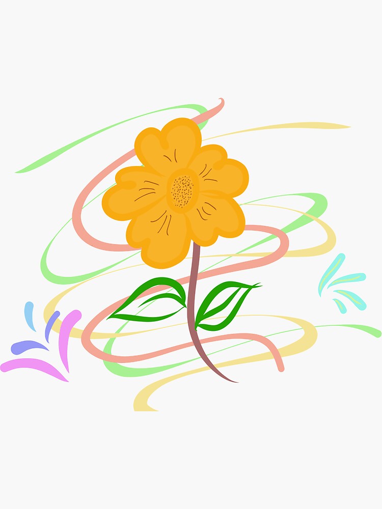 Thumbnail 3 of 3, Sticker, Paint of Flower by Jiggs Fashion designed and sold by JiggsFashion.
