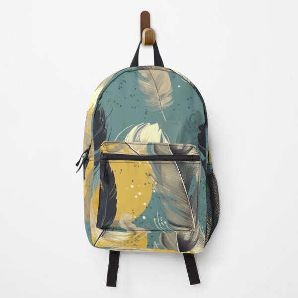 Item preview, Feathers - Mustard, teal, beige, gray, silver 6 designed and sold by Highlandkings.