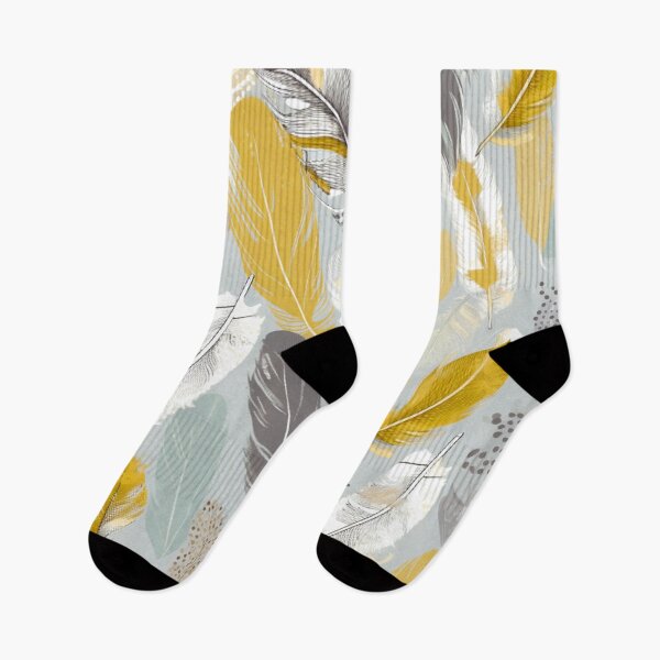 Item preview, Feathers - Mustard, teal, beige, gray, silver 8 designed and sold by Highlandkings.
