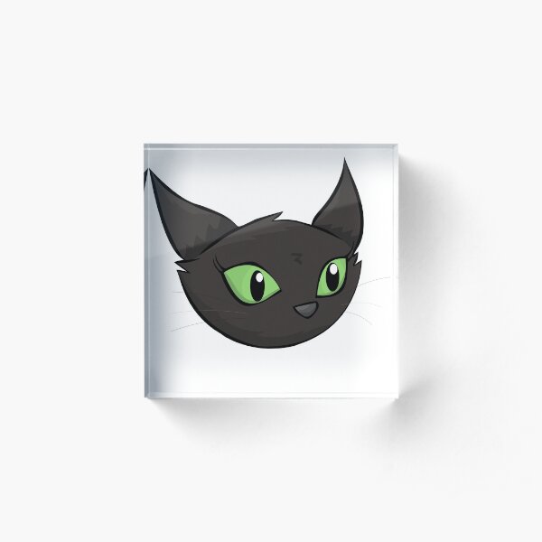 Cute Cartoon Black Cat Acrylic Block