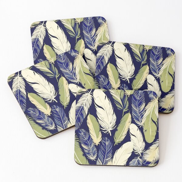 Item preview, Feathers - Olive green, navy, cream, gold, black 3 designed and sold by Highlandkings.