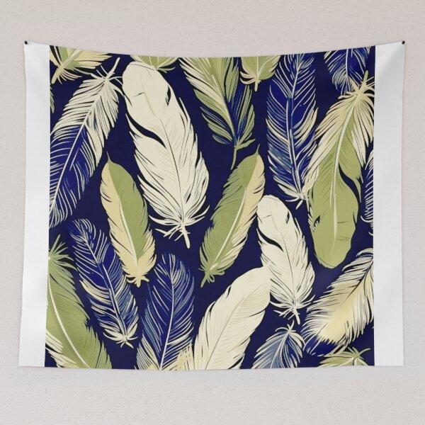 Item preview, Feathers - Olive green, navy, cream, gold, black 3 designed and sold by Highlandkings.