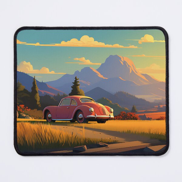 Item preview, Vintage Car Ghibli Landscape Illustration | A Charming and Whimsical Way to Add a Touch of Japanese Anime to Your Home designed and sold by samuelpinzon.
