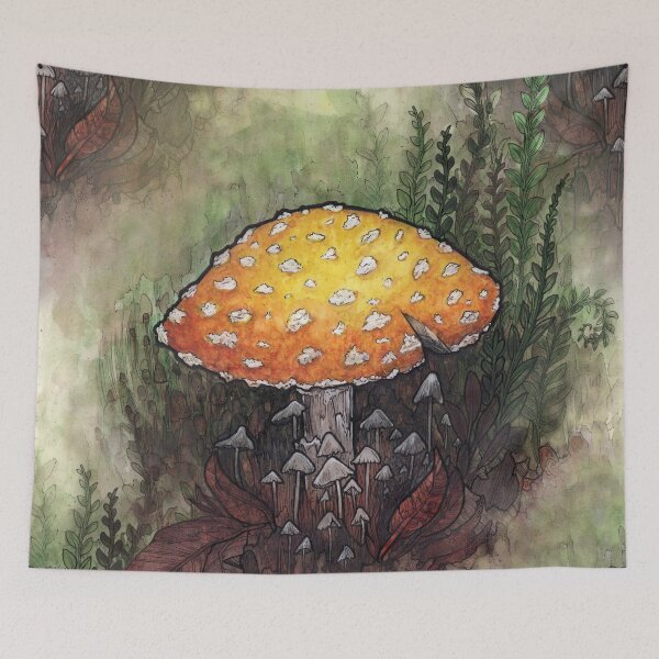 Item preview, fly agaric study in watercolor designed and sold by Urvogel Arts.