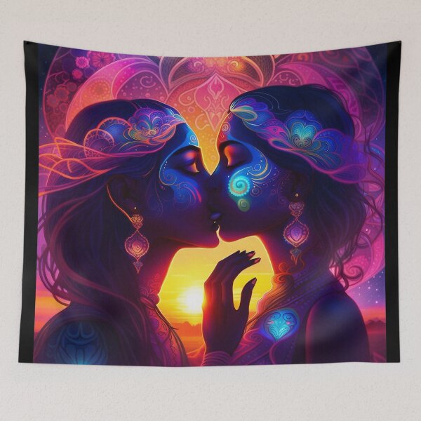 Item preview, Girls Kissing in Goa, India. Psychedelic and Sexy digital painting. designed and sold by paulo silveira.