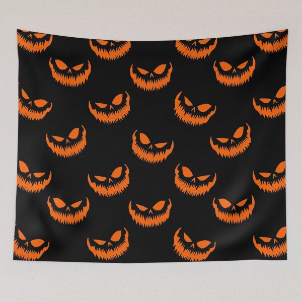 Item preview, scary halloween pumpkin faces orange  designed and sold by Gossip Rag.