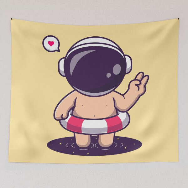 Item preview, Adorable Astronaut in Space Pool - Cartoon Vector Illustration designed and sold by hjian8219.