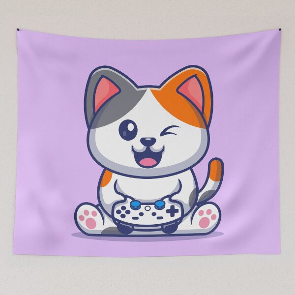 Item preview, Adorable Cat Gaming - Cartoon Vector Illustration designed and sold by hjian8219.