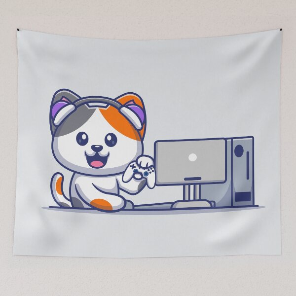 Item preview, Cute Cat Gaming - Cartoon designed and sold by hjian8219.