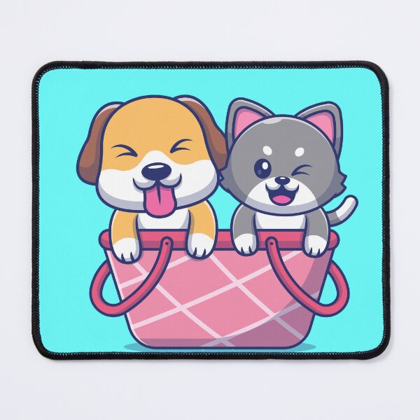 Item preview, Cute Cat and Dog Playing Basketball - Cartoon designed and sold by hjian8219.