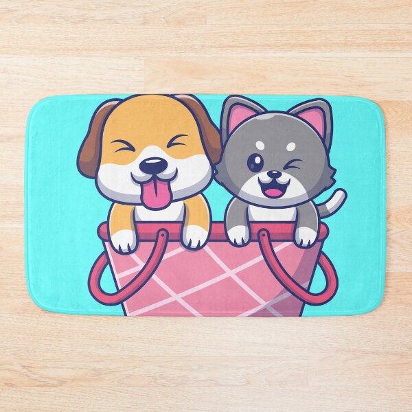 Item preview, Cute Cat and Dog Playing Basketball - Cartoon designed and sold by hjian8219.