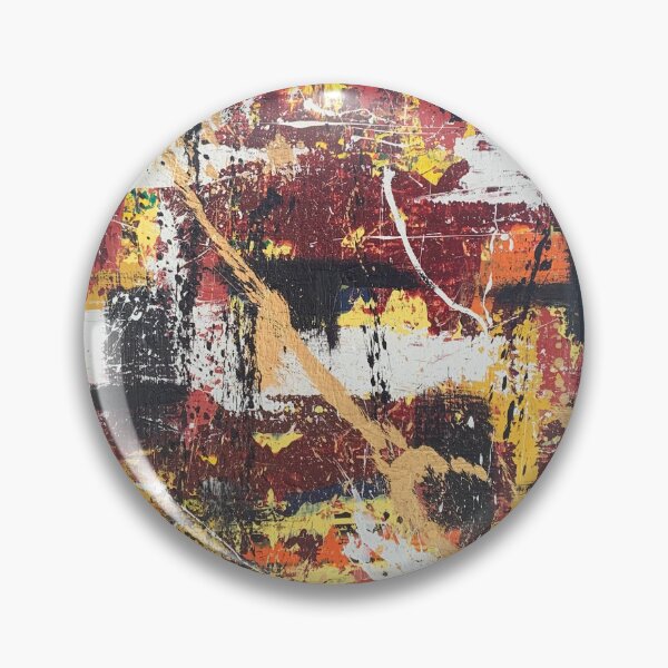 Item preview, "Black Marks" Dark red, Yellow, Orange, White, Black & Gold abstract painting  designed and sold by IICents.