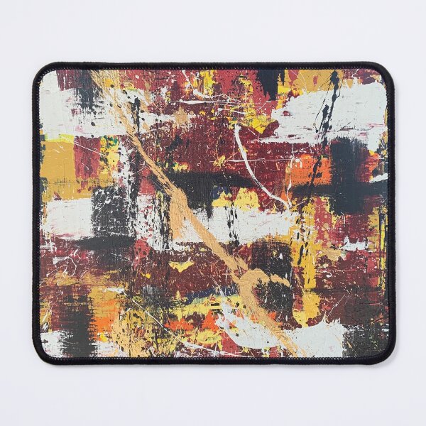 Item preview, "Black Marks" Dark red, Yellow, Orange, White, Black & Gold abstract painting designed and sold by IICents.
